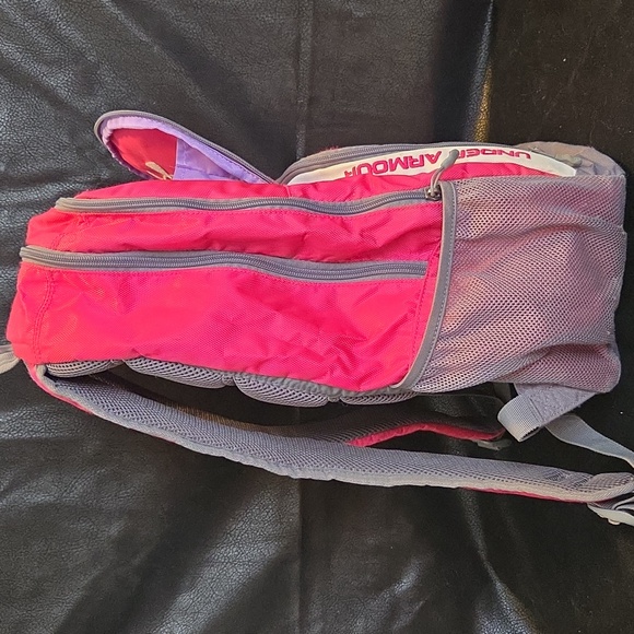 Under Armour Vibrant Pink and Gray Backpack - Picture 3 of 8
